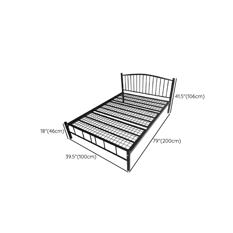 Industrial Metal Standard Bed Black Open-Frame Bed Frame for Home
