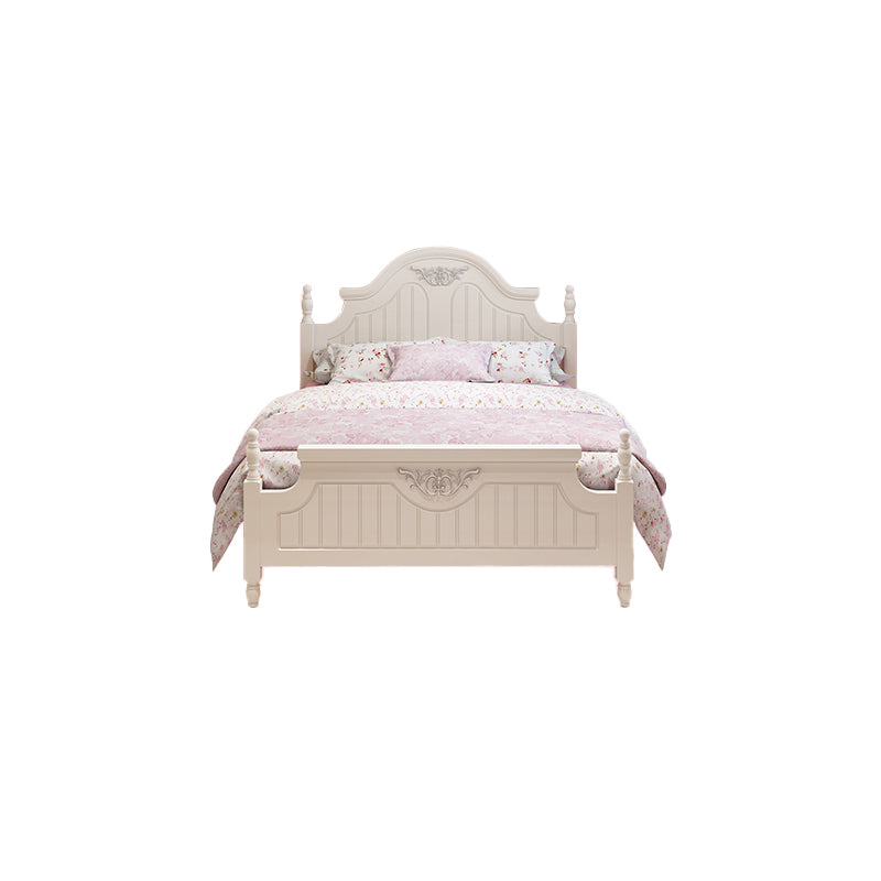 French Country Poster Bed Cream Solid Wood Four Poster Bed with Headboard