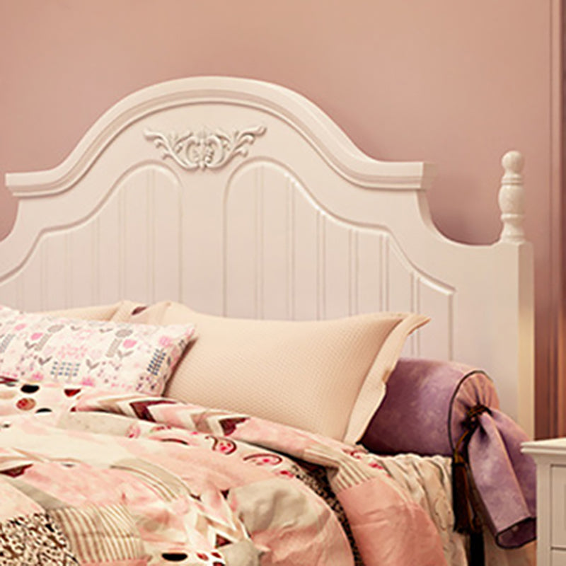 French Country Poster Bed Cream Solid Wood Four Poster Bed with Headboard