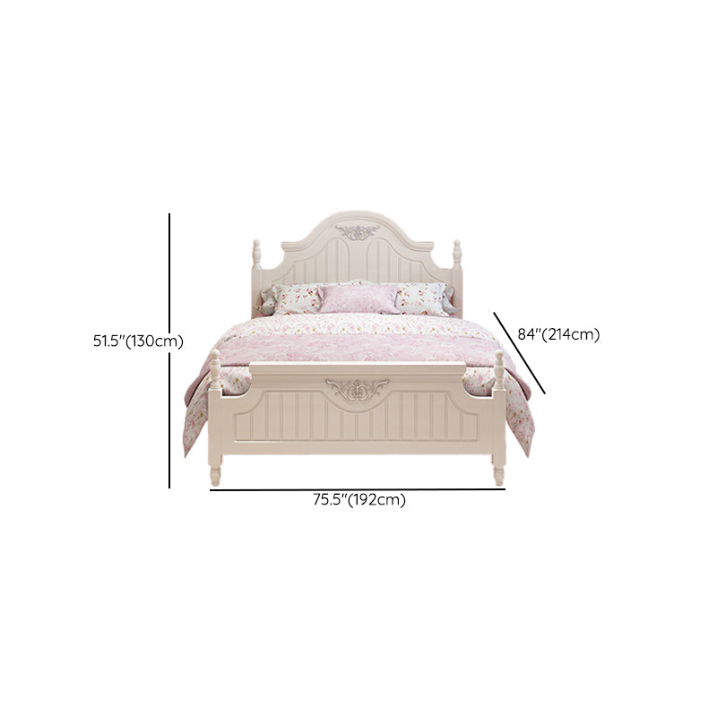 French Country Poster Bed Cream Solid Wood Four Poster Bed with Headboard