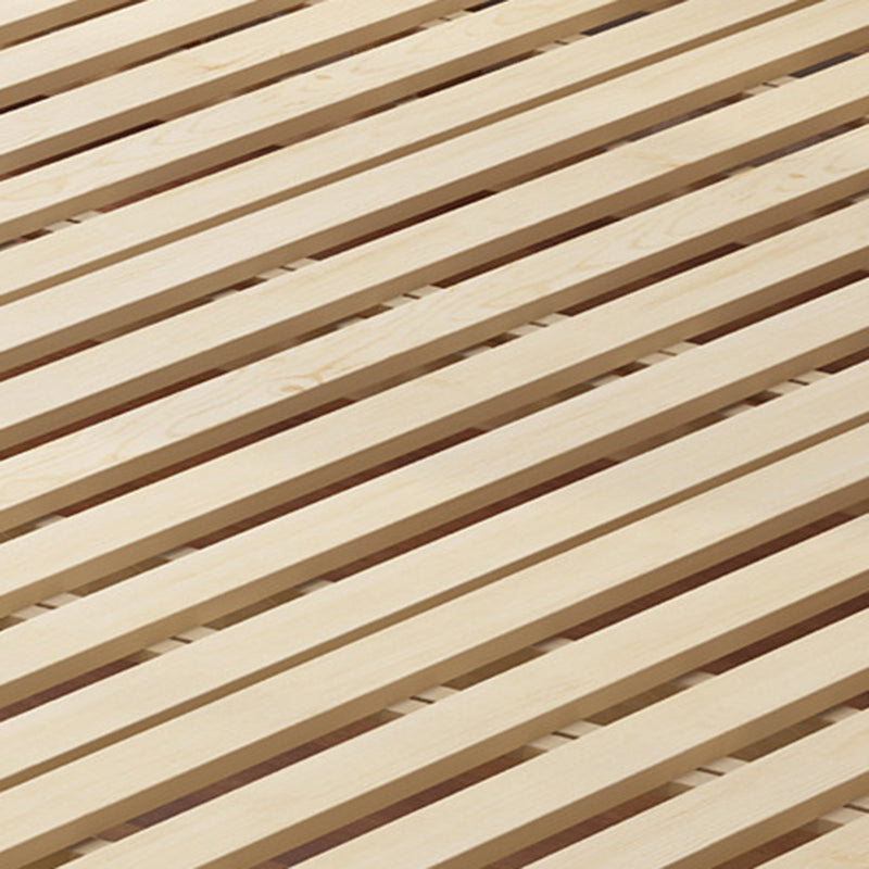 Traditional Standard Bed Pine Wood Panel Rectangular Bed Frame in Natural and Walnut