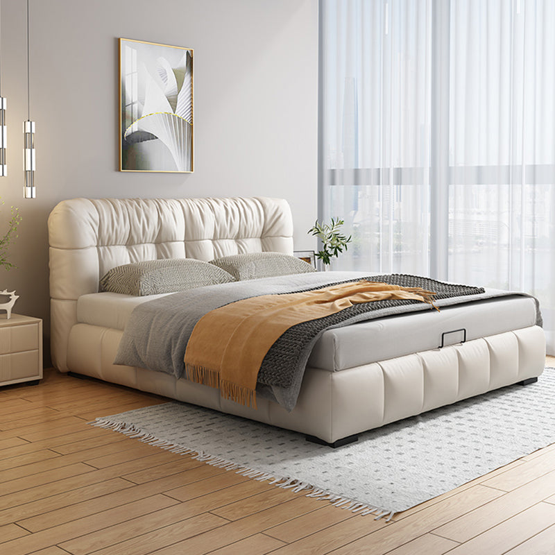 Wood and Upholstered Headboard Platform Bed Rectangular Panel Bed