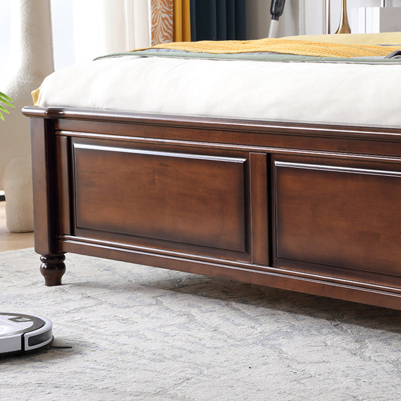 Mid-Century Modern Standard Bed Solid Wood Bed Pine Wood Nail Head