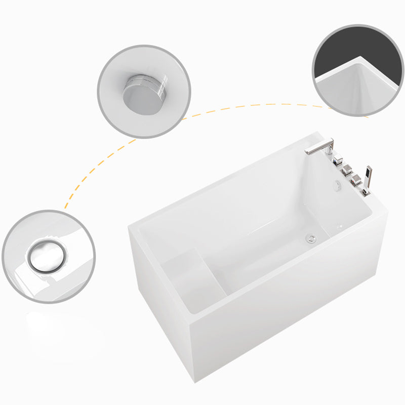 Contemporary Style White Acrylic Tub Rectangular Soaking Tub for Home