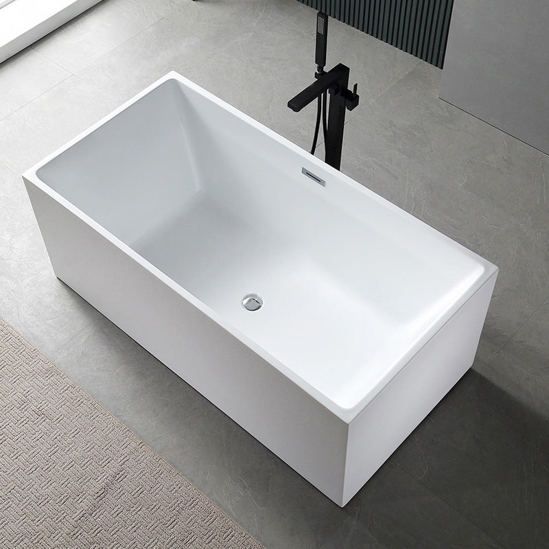 Flat bottom Acrylic Bathtub Soaking White Internal Drain Tub