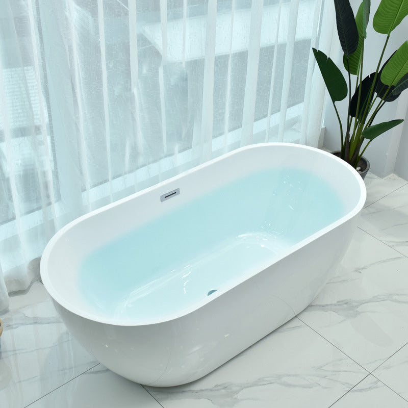 Modern White Oval Bath Tub Drain and Overflow Trim Tub in Bathroom