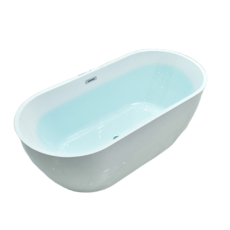 Modern White Oval Bath Tub Drain and Overflow Trim Tub in Bathroom