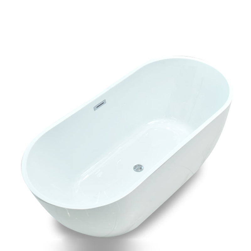 Modern White Oval Bath Tub Drain and Overflow Trim Tub in Bathroom