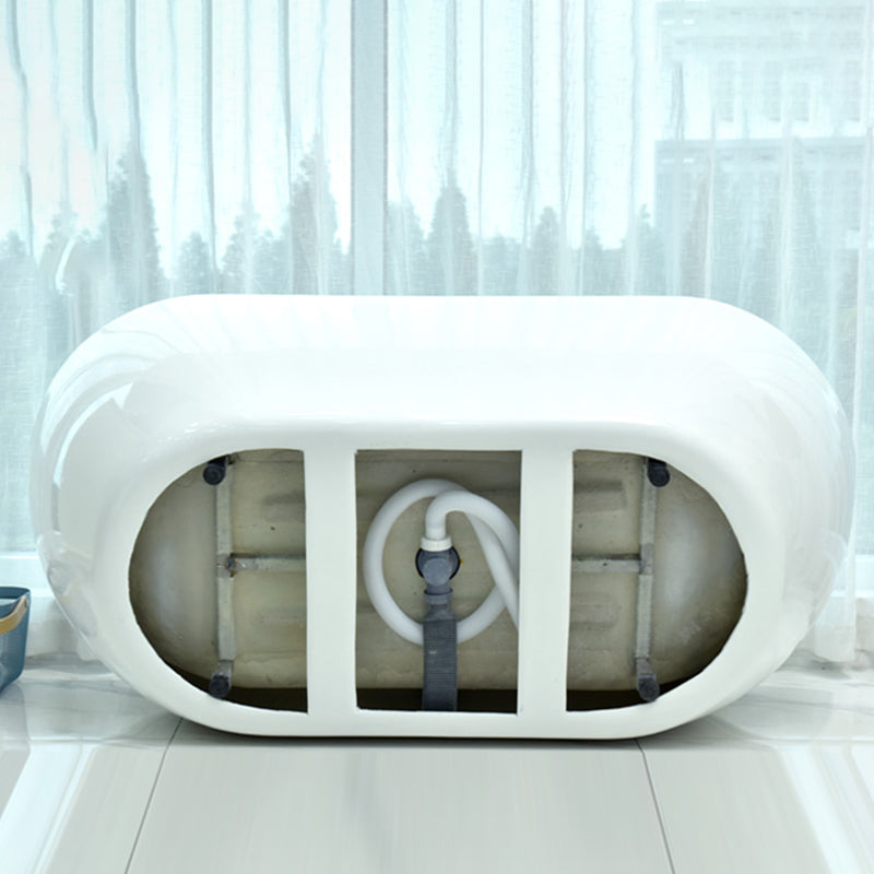 Modern White Oval Bath Tub Drain and Overflow Trim Tub in Bathroom