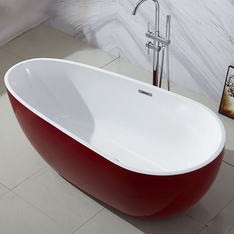 Modern Soaking Bathtub Oval with Drain Acrylic Freestanding Bath Tub