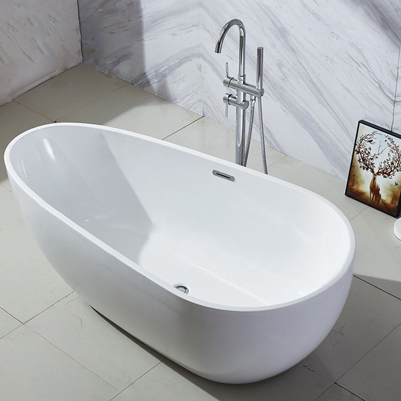 Modern Soaking Bathtub Oval with Drain Acrylic Freestanding Bath Tub
