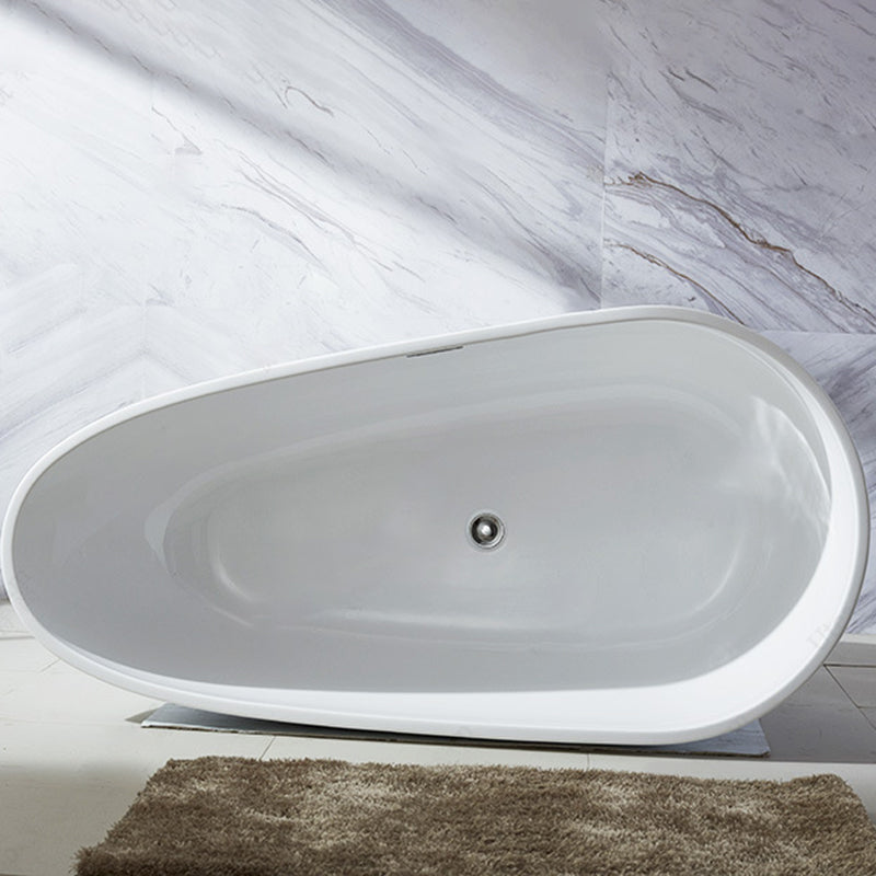 Modern Soaking Bathtub Oval with Drain Acrylic Freestanding Bath Tub