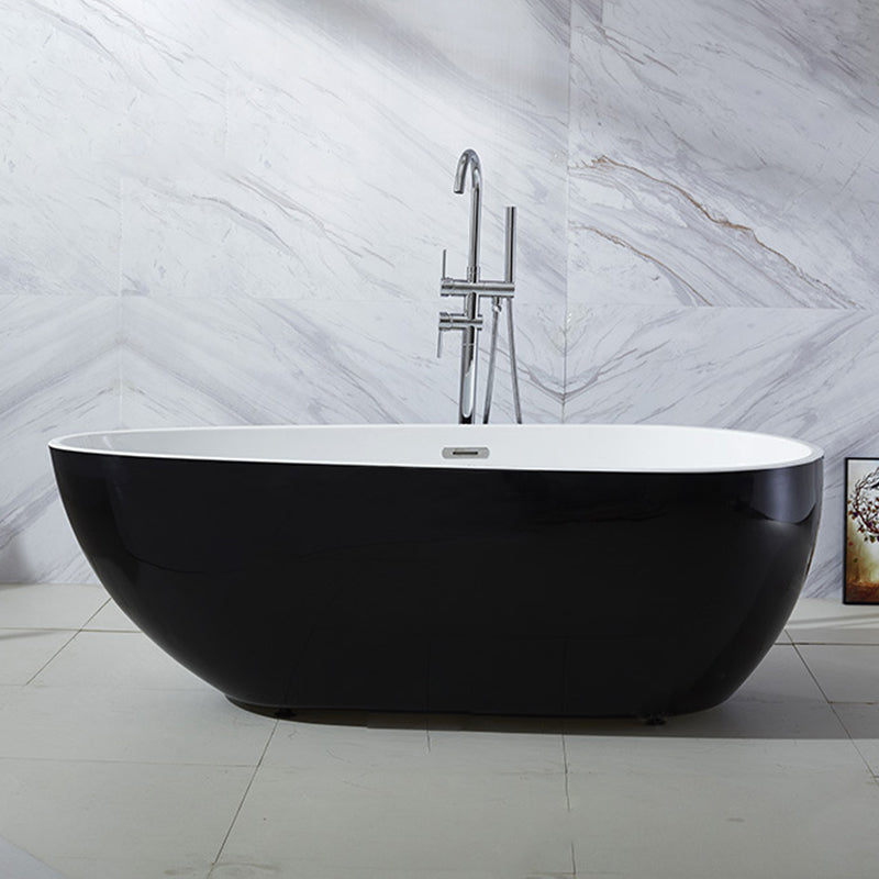 Modern Soaking Bathtub Oval with Drain Acrylic Freestanding Bath Tub