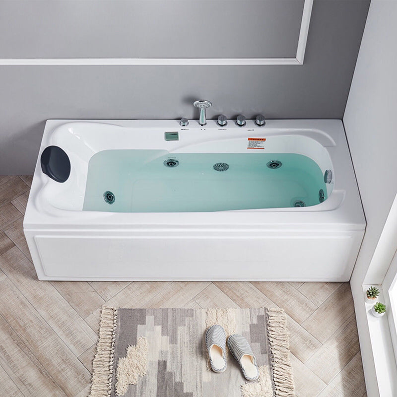 Modern Back to Wall Bathtub Rectangular White Acrylic Soaking Tub