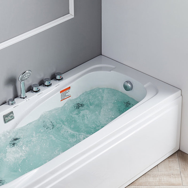 Modern Back to Wall Bathtub Rectangular White Acrylic Soaking Tub