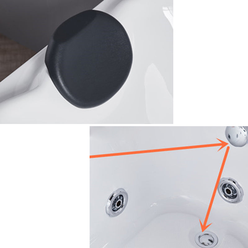 Modern Back to Wall Bathtub Rectangular White Acrylic Soaking Tub