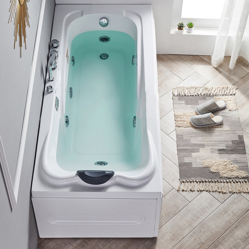 Modern Back to Wall Bathtub Rectangular White Acrylic Soaking Tub