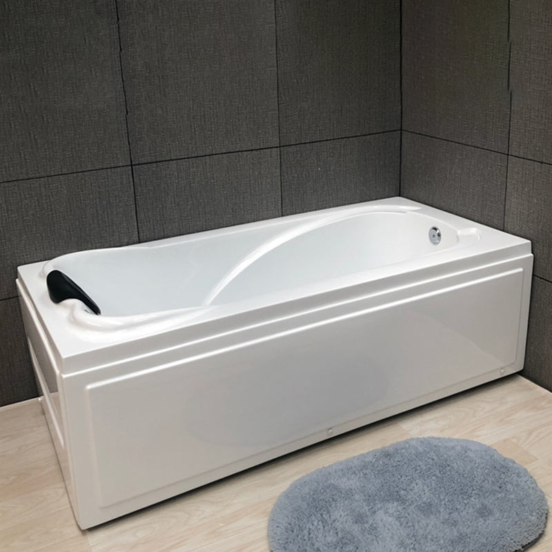 Modern Back to Wall Bathtub Rectangular White Acrylic Soaking Tub