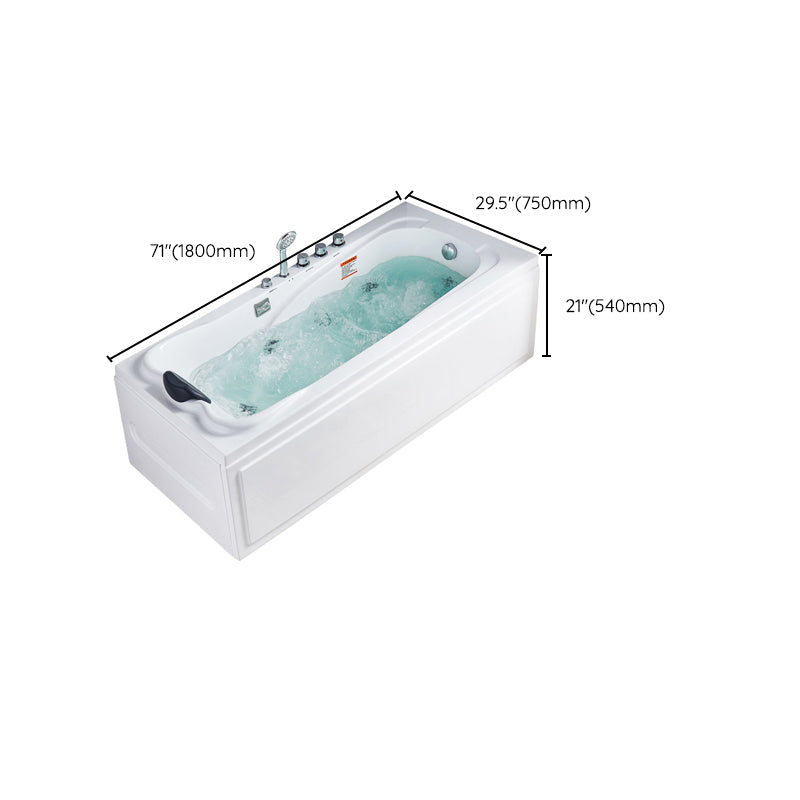 Modern Back to Wall Bathtub Rectangular White Acrylic Soaking Tub