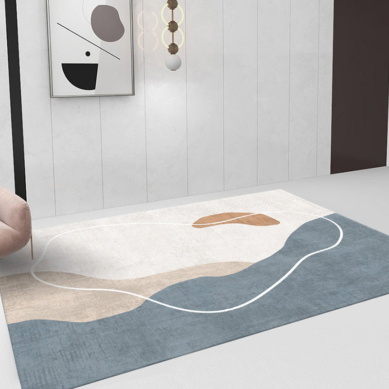 Color Block Nordic Rug White Polyester Indoor Rug Washable Rug for Drawing Room