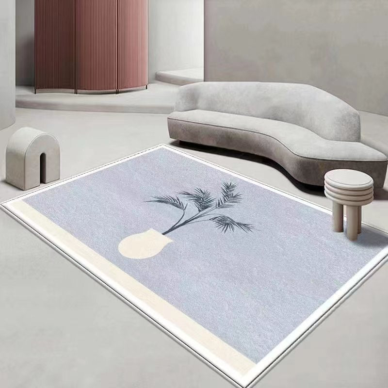 Color Block Nordic Rug White Polyester Indoor Rug Washable Rug for Drawing Room