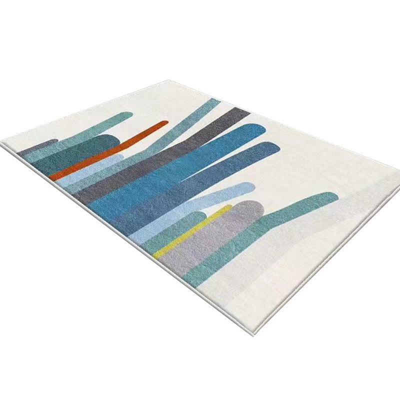 Color Block Nordic Rug White Polyester Indoor Rug Washable Rug for Drawing Room