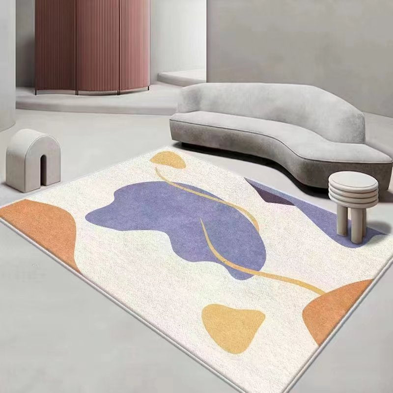 Color Block Nordic Rug White Polyester Indoor Rug Washable Rug for Drawing Room