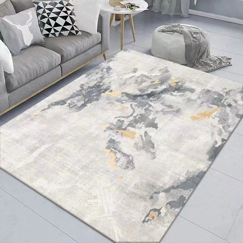 Simple Light Grey Carpet Polyester Graphic Carpet Washable Carpet for Drawing Room