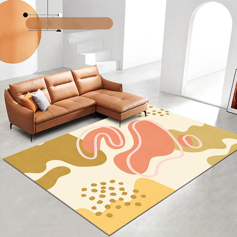 Modern Color Lump Rug Polyester Orange Rug Washable Rug for Living Room