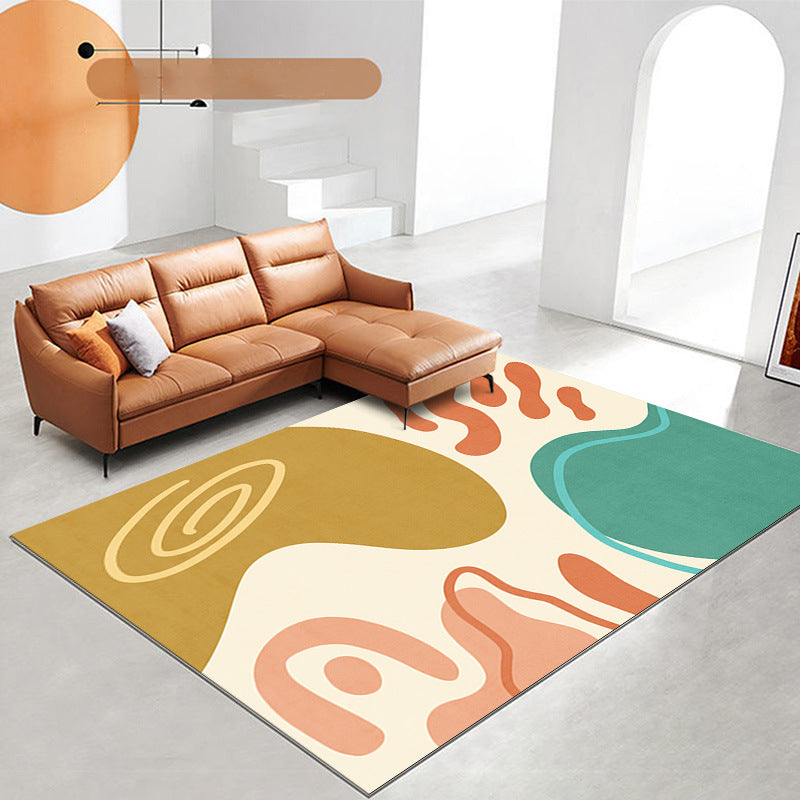 Modern Color Lump Rug Polyester Orange Rug Washable Rug for Living Room