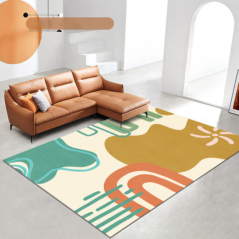 Modern Color Lump Rug Polyester Orange Rug Washable Rug for Living Room