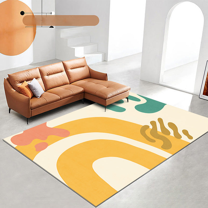 Modern Color Lump Rug Polyester Orange Rug Washable Rug for Living Room