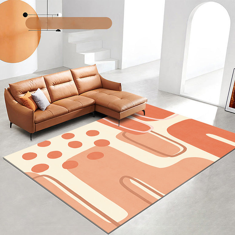 Modern Color Lump Rug Polyester Orange Rug Washable Rug for Living Room