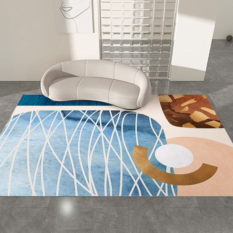 Contemporary Dark Brown Rug Polyester Rug Washable Rug for Living Room