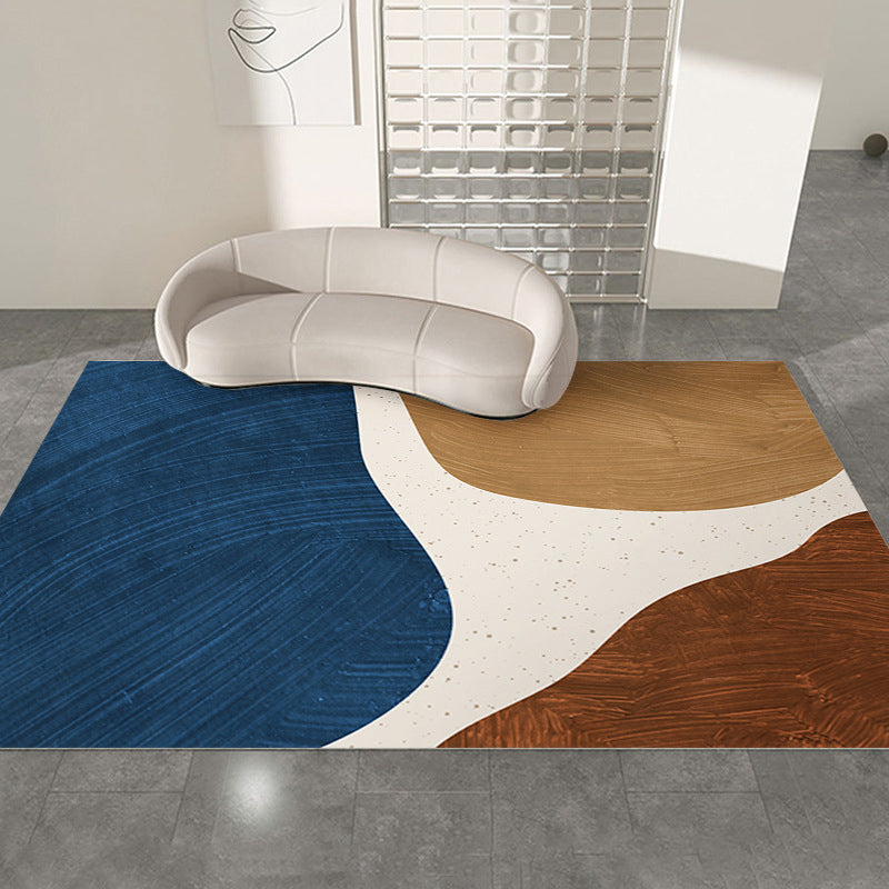 Contemporary Dark Brown Rug Polyester Rug Washable Rug for Living Room