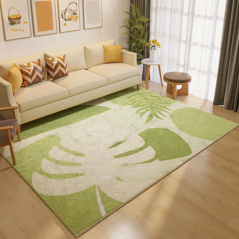 Casual Orange Rug Polyester Plants Rug Washable Rug for Living Room