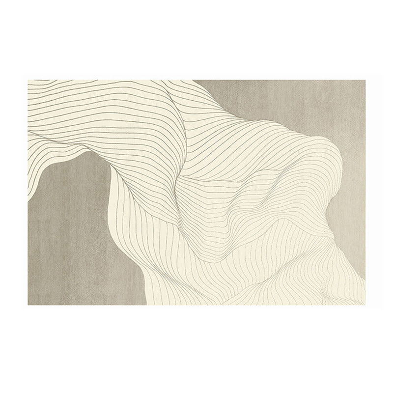 Modern Line Rug Light Brown Polyester Rug Stain Resistant Rug for Home Decor