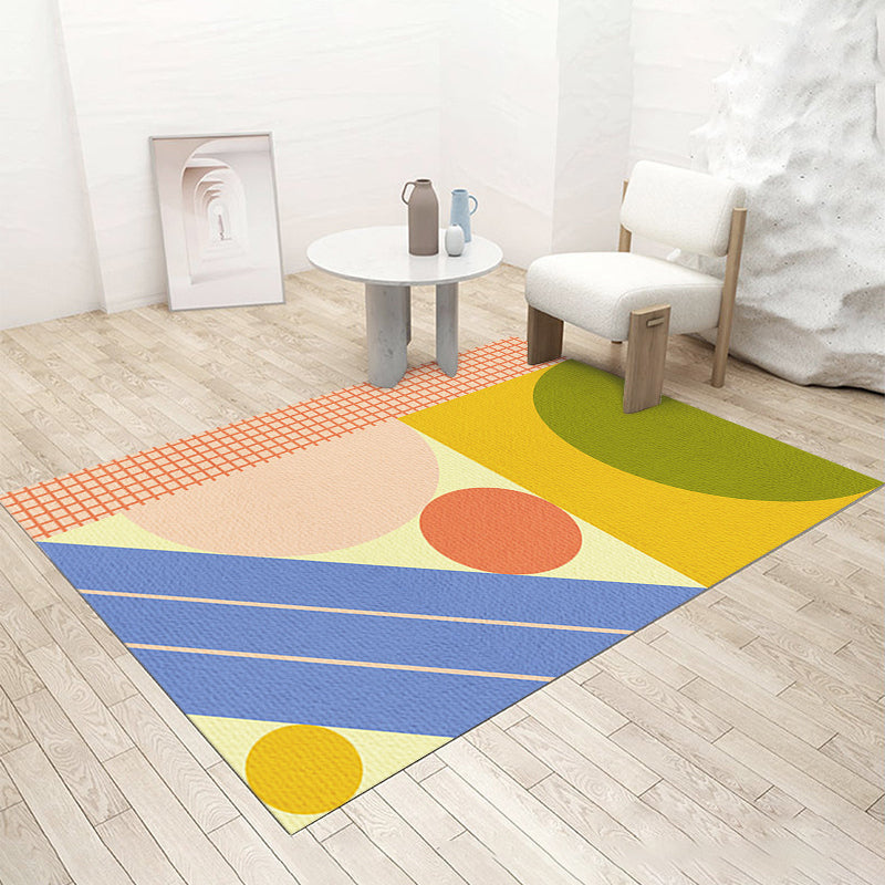 Green Modern Rug Polyester Circle Rug Stain Resistant Rug for Home Decor