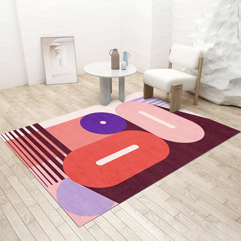 Green Modern Rug Polyester Circle Rug Stain Resistant Rug for Home Decor