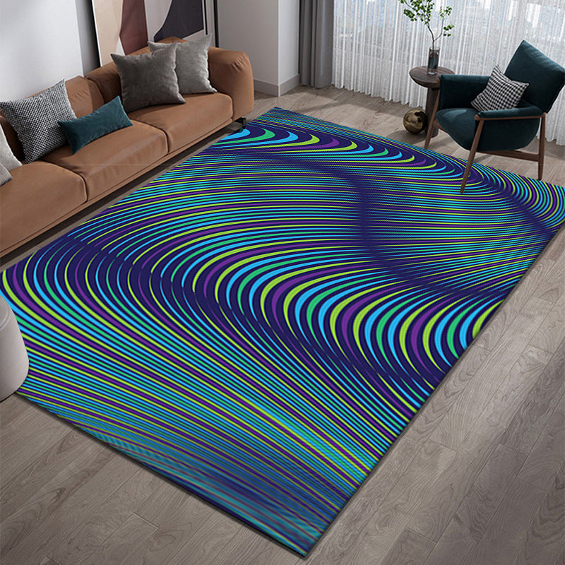 Purple Abstract Graphic Rug Polyester Modern Rug Washable Rug for Home Decor