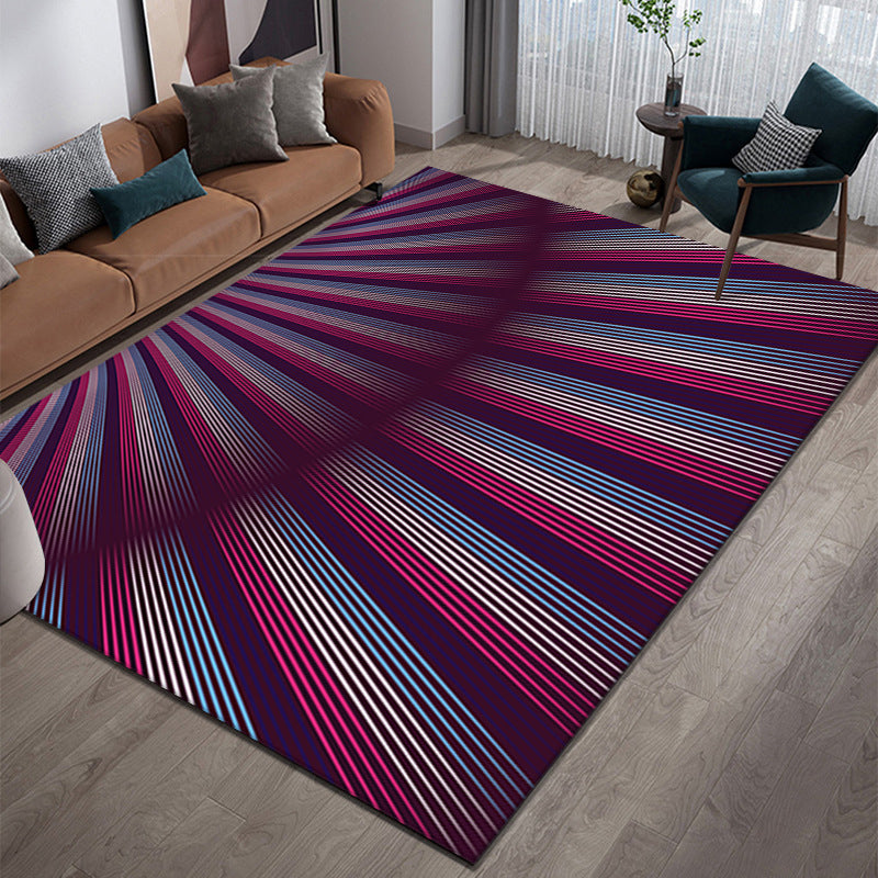 Purple Abstract Graphic Rug Polyester Modern Rug Washable Rug for Home Decor