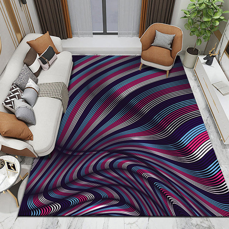 Purple Abstract Graphic Rug Polyester Modern Rug Washable Rug for Home Decor