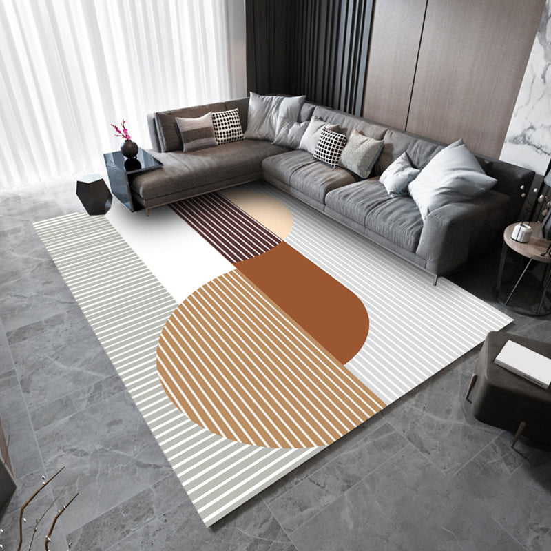 Green Modern Rug Polyester Striped Rug Stain Resistant Rug for Home Decor