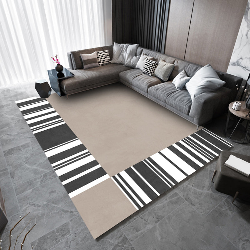 Green Modern Rug Polyester Striped Rug Stain Resistant Rug for Home Decor