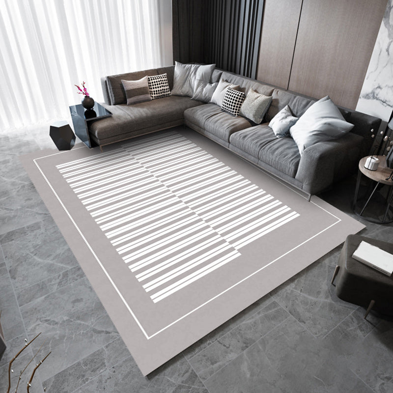 Green Modern Rug Polyester Striped Rug Stain Resistant Rug for Home Decor