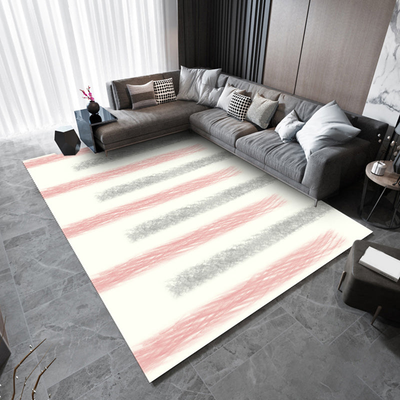Green Modern Rug Polyester Striped Rug Stain Resistant Rug for Home Decor