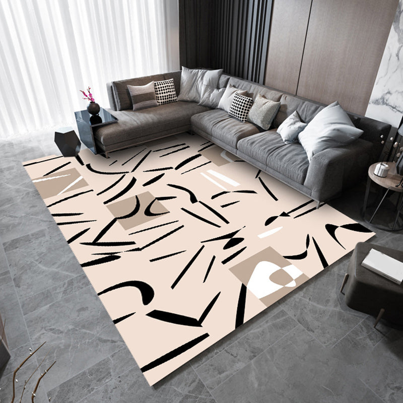 Green Modern Rug Polyester Striped Rug Stain Resistant Rug for Home Decor