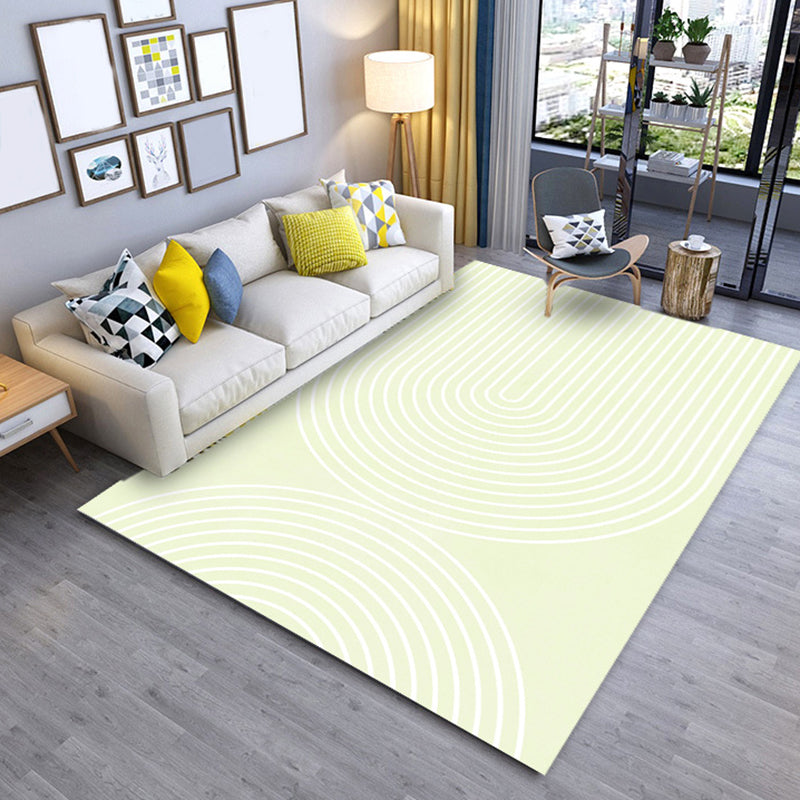 Grey Modern Carpet Polyester Line Carpet Washable Rug for Home Decor