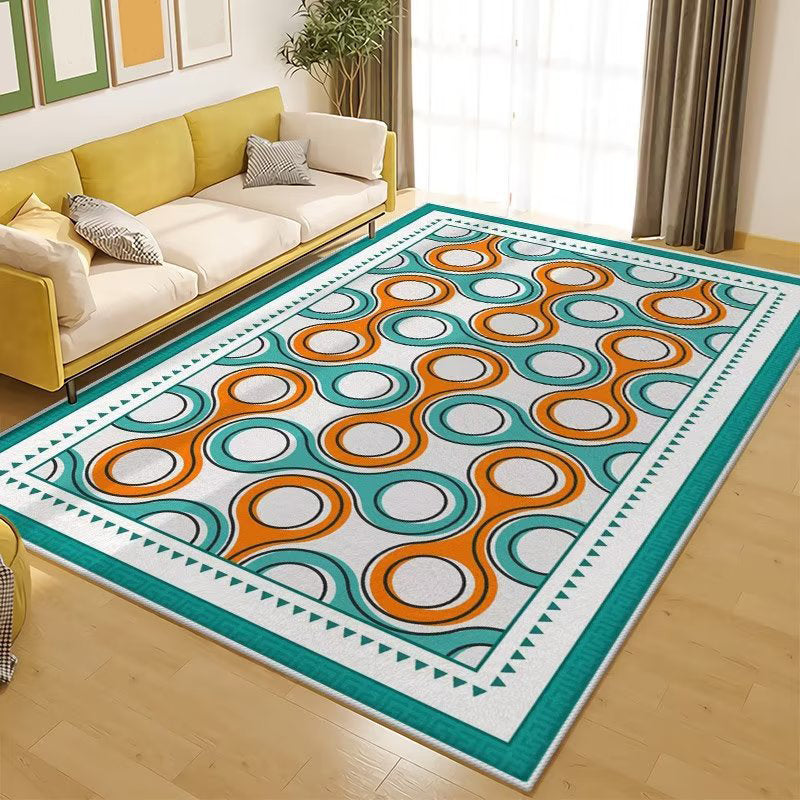Orange Modern Carpet Polyester Check Patern Carpet Washable Carpet for Home Decor
