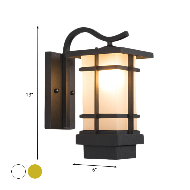 Metal Black Wall Light Sconce Crossing 1 Head Country Wall Mount Lamp with White/Yellow Glass Shade